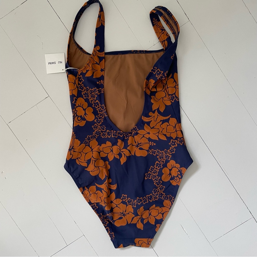 NU SWIM Navy & Rust Floral One-Piece Swimsuit - Picture 3 of 8